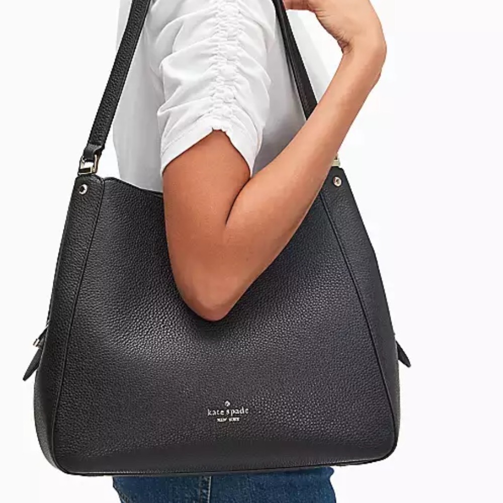 NWT KATE SPADE Leila Medium Triple Compartment Shoulder Bag large black